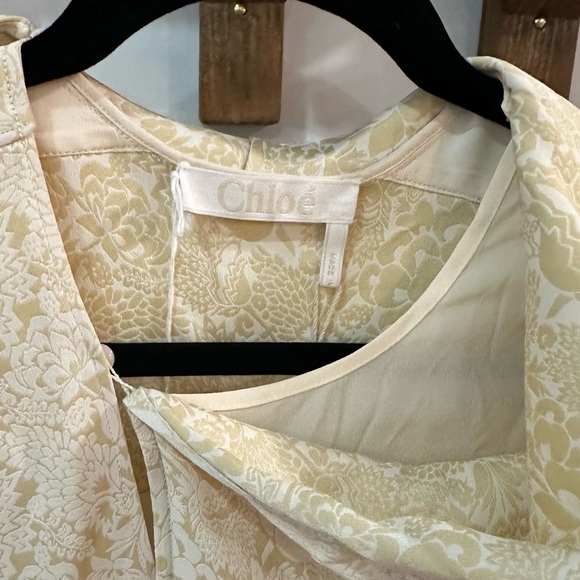NWT Chloe Floral-Jacquard Tie-Neck Faux-Wrap Cream Blouse IT 36 (US 0) - Picture 11 of 16